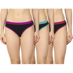 AROUSY Black Plain Hipster Panties - Pack Of 3 image 1