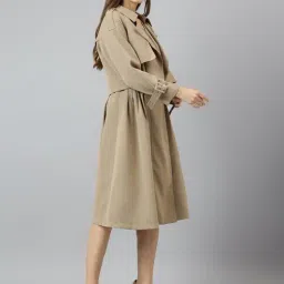 Latin Quarters Beige Solid Fit & Flare Dress image 3