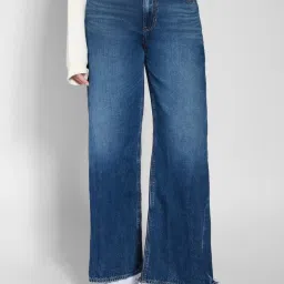 American Eagle Blue Cotton Solid Jeans image 1