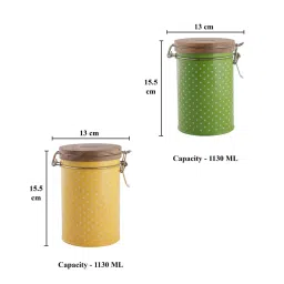 HAZEL Green & Yellow Galvanized Metal Containers - Set of 2 (1.13L) image 4