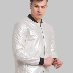 Park Avenue White Regular Fit Bomber Jacket image 4