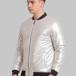 Park Avenue White Regular Fit Bomber Jacket image 3