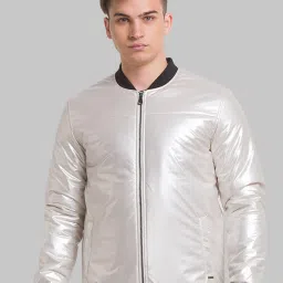 Park Avenue White Regular Fit Bomber Jacket image 1