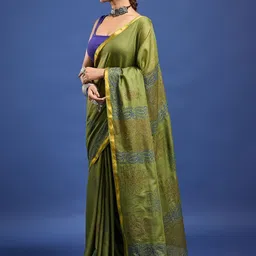 Taavi Printed Pure Cotton Saree with Blouse Piece image 4