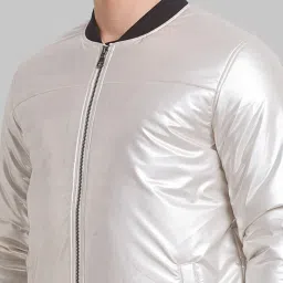 Park Avenue White Regular Fit Bomber Jacket image 5