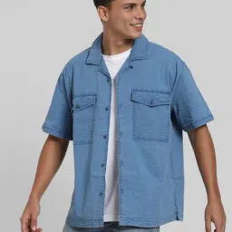 American Eagle Blue Cotton Regular fit Textured Shirt image 4