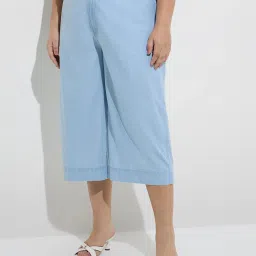 Gia by Westside Light Blue High-Rise Denim Culottes image 1