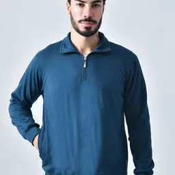 BAESD Men Solid Mock Collar Pullover Sweatshirt-image-40