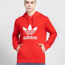 Adidas Originals Red Regular Fit Cotton Trefoil Hooded Sweatshirt image 1