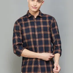 Fame Forever by Lifestyle Navy Slim Fit Check Shirt image 1