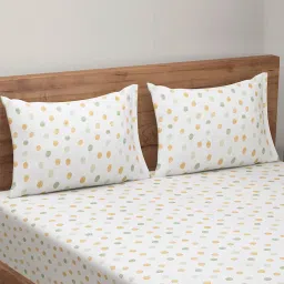 Swayam Zinnia Geometric Dark Green 240 TC Cotton Queen Bed Sheet with 2 Pillow Covers image 3