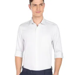Ad By Arvind Grey Cotton Regular Fit Self Pattern Shirt-image-11