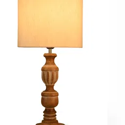 green girgit Brown Wood Cylindrical Shaped Table Lamp image 3