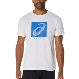 Asics Men's Brilliant White Graphic Cotton Blend T-Shirt image 1