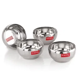 HAZEL Silver Stainless Steel Bowl for Dessert - Set of 4 (200ml) image 1