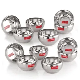 HAZEL Silver Stainless Steel Bowl for Dessert - Set of 12 (200ml) image 1