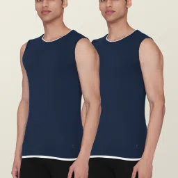 XYXX Navy High Moisture Absorbing Gym Vests (Pack of 2) image 1
