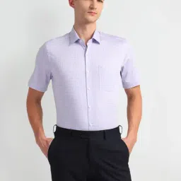 Arrow Purple Cotton Regular Fit Checks Shirt-image-33