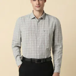 Allen Solly Grey Slim Fit Checks Shirts image 1