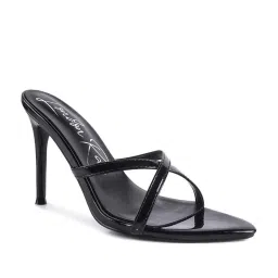 London Rag Women's Black Cross Strap Stilettos image 2