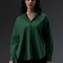 High Star Green Cotton Relaxed Fit Shirt image 1