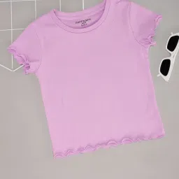 Pantaloons Junior Girls Pastel Lilac Regular Fit T-Shirt image 1