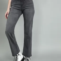 BAESD Women Black Cotton Straight Fit High-Rise Light Fade Stretchable Jeans-picture-14