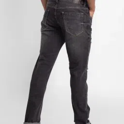 Spykar Black Cotton Slim Fit Distressed Jeans image 2