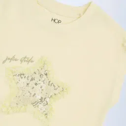 HOP Kids by Westside Yellow Embellished Cotton Top image 3