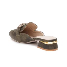 Sherrif Shoes Women Embellished Block Mules with Buckles image 5