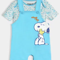 MiArcus Kids Blue & White Printed T-Shirt with Dungaree image 1