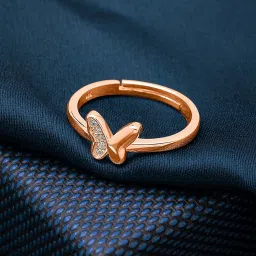 Silberry 92.5 Sterling Silver Rose Gold Flutter Wings Ring image 1