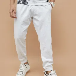 Fame Forever By Lifestyle White Relaxed Fit Printed Joggers image 1