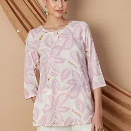 Melange By Lifestyle Pink Regular Fit Printed Tunic image 1
