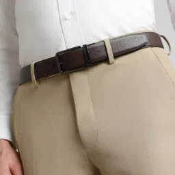 Simon Carter Black Leather Textured Reversible Belt for Men image 1