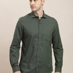 Turtle Green Cotton Slim Fit Dobby Shirt image 1