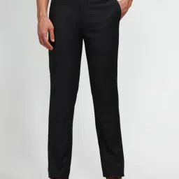 Arrow Black Slim Fit Self Pattern Trousers image 1