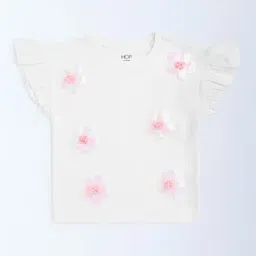 HOP Kids by Westside Off-White Floral Embellished Cotton Top-image-30