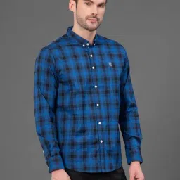 Red Tape Royal Blue Regular Fit Check Shirt image 3
