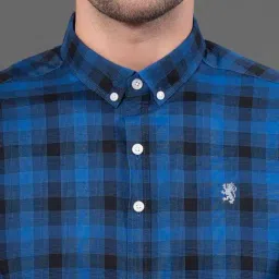 Red Tape Royal Blue Regular Fit Check Shirt image 4