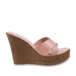 Catwalk Women's Pink Cross Strap Wedges image 1