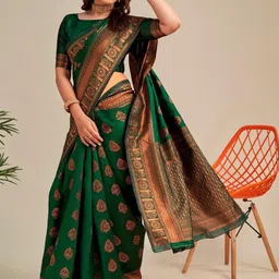 Parampara Ethnic Pure Silk Embroderid Saree With Beautiful Blouse image 3