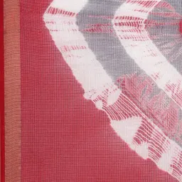 Geroo Jaipur Grey & Red Hand Dyed Bandhani Kota Silk Sareee image 4