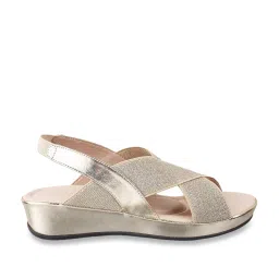 Catwalk Women's Golden Sling Back Wedges image 1