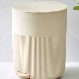 Home Centre Beige Textured Pedal Waste Bin - 4.5L-image-97