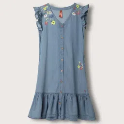 Blue Giraffe Kids Blue Embroidered Dress-image-53