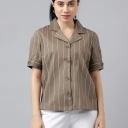 Hancock Olive & White Cotton Striped Shirt-image-60