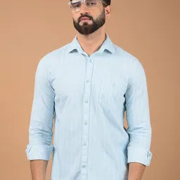 Crimsoune Club Men Classic Spread Collar Vertical Striped Cotton Slim Fit Casual Shirt-picture-33
