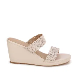 Bata Women's Cream Casual Wedges image 1