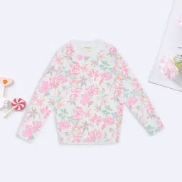 Pantaloons Junior Girls Bright White Printed Sweater-image-77